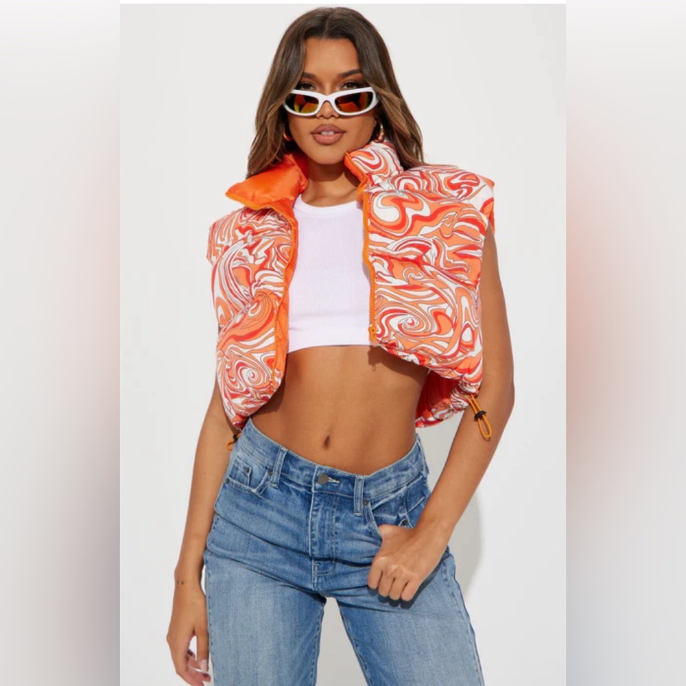 Sleeveless Stand Neck Abstract Print Zipper